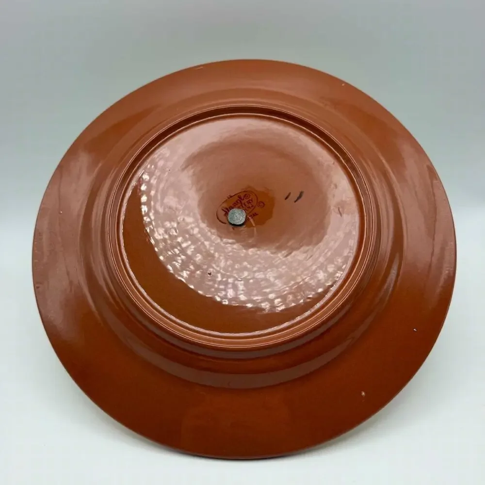 Vintage Stangl Pottery Server Tray Plate Yellow Provincial Pattern Gold Handle
